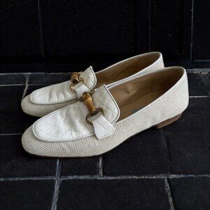 DIANE B White Beige Leather Loafers Flats Size 7 / 37